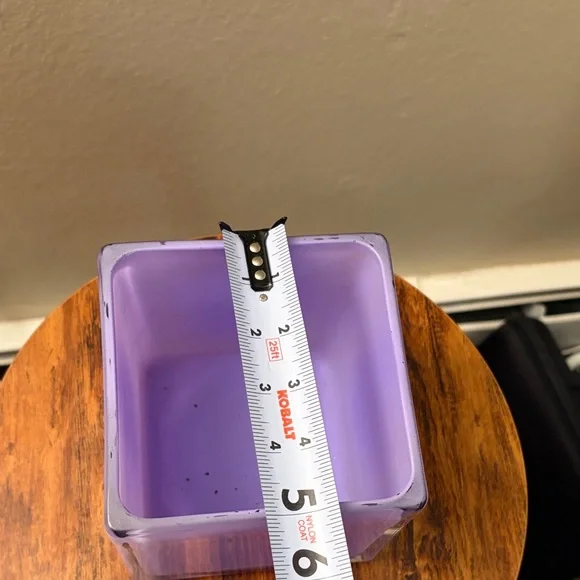 Lavender Telefor Vintage Frosted Glass Cube Vase - Picture 6 of 6